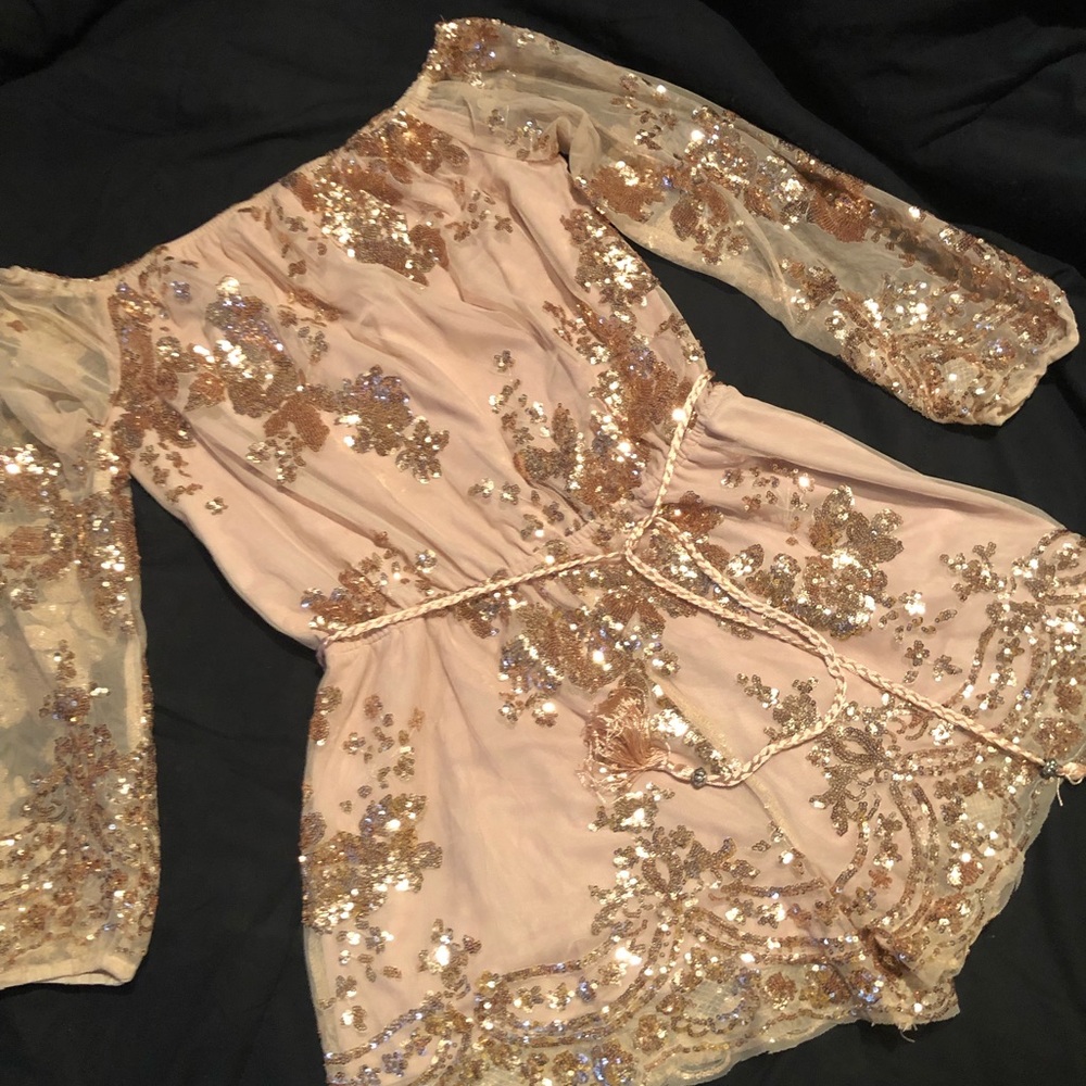 Nude/Rose Gold Sequin Romper